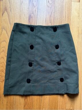 LOFT Olive Green Double-Button Mini Skirt